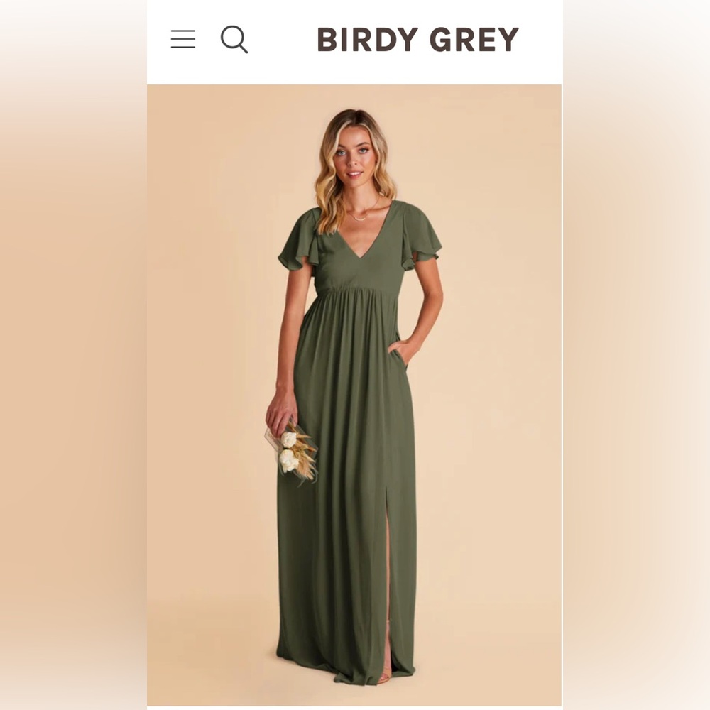 NWT Birdy Grey Hannah Empire Dress Chiffon Olive Bridesmaid Dress
